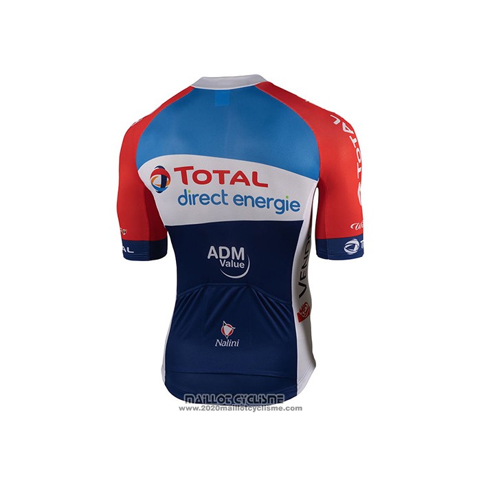 2021 Maillot Cyclisme Direct Energie Bleu Rouge Blanc Manches Courtes et Cuissard